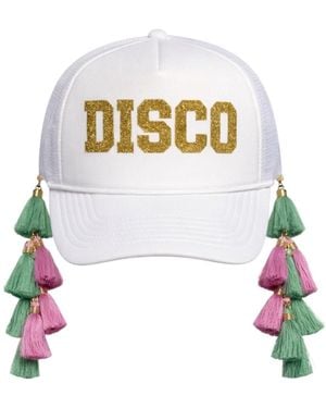 Julia Clancey Tasseltastic Disco Glitter Tassel Trucker Cap - White