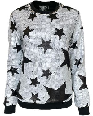 Any Old Iron Sparkle Star Reversible Sequin Sweatshirt - Gray