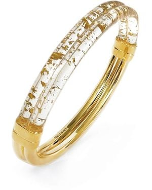Gold & Honey Ridge Lucite Hinge Bangle - Metallic