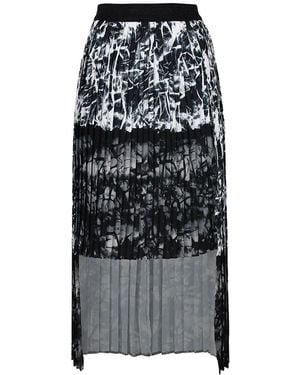 Lalipop Design Asymmetrical Mid-Length Pleated Skirt With An Abstract Print Design - Black