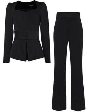 Tia Dorraine Fitted Blouse & Trousers Set - Black