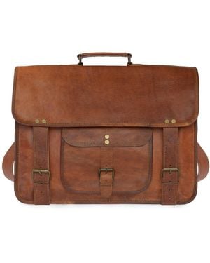 VIDA VIDA Vida Vintage Special Handmade Leather Laptop Bag - Brown
