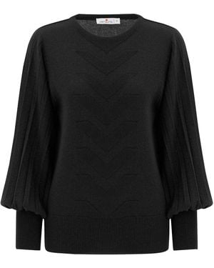 Peraluna O-Neck Subtle Glitter Detailed Knitwear Blouse - Black