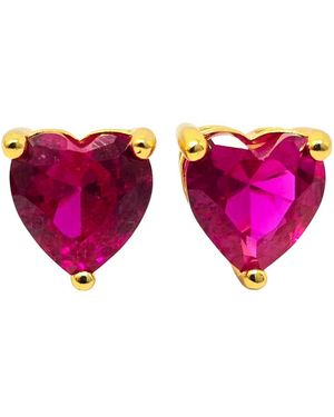 Sophelia Ruby Heart July Birthstone Stud Earrings - Purple