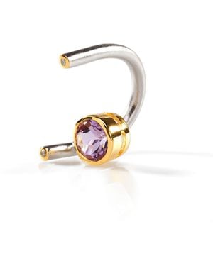 German Kabirski Gilda Open Band Ring With Round Cut Amethyst - White