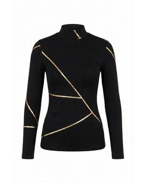 Esther Saadia Geometric Mock Neck Kintsugi - Black