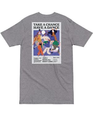 Anchor and Crew Heather Take A Chance Have A Dance Disco! Heavy Cotton Embroidered T-Shirt - Grey