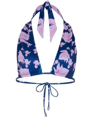 Veroni Swim Lunar Petal Halter Bikini Top - Blue