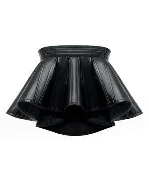 Kargede Designer Leather Crop Top - Black