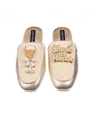 Laines London Neutrals Classic Mules With Maid Of Honour Brooches - Metallic