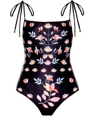 Jessie Zhao New York Midnight Garden Reversible One-Piece Swimsuit - Black