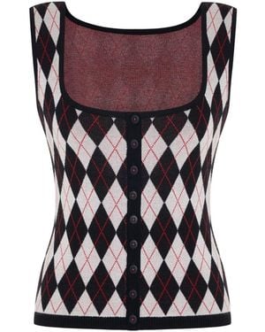Pcfg Daydreamers Argyle Sleeveless Knit Top - Multicolor