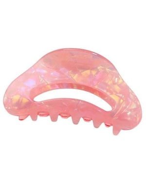 Gold Trip Pearlescent Rose Claw Clip - Pink