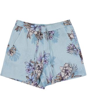 lords of harlech Leanne Exotic Floral Drawstring Short - Blue