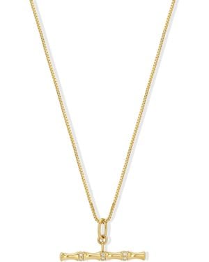 Jewelbird Bamboo Diamond T Bar Necklace - Metallic