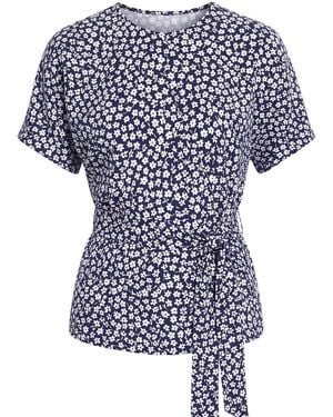 concept A trois Top With A Delicate Floral Print - Blue
