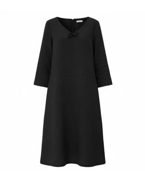 LeMuse Sun — V-Neck Stonewashed Linen Dress - Black
