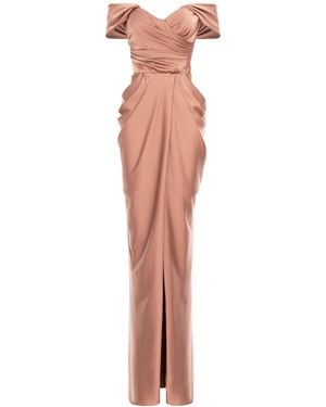 Acob a Porter Neutrals Draped Maxi Dress Nude - Brown