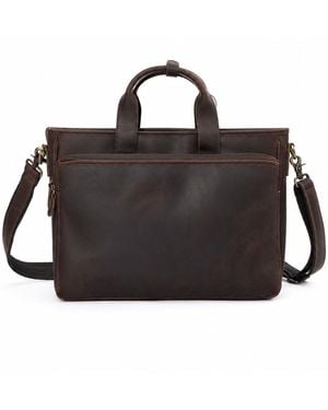 Touri Genuine Leather Urban Business Laptop Bag - Black