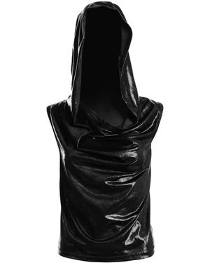 VICTORIA RAINER Draped Hooded Top - Black