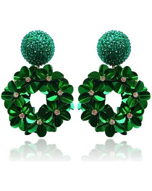 PINAR OZEVLAT Petite Yasmine Hoops Emerald - Green