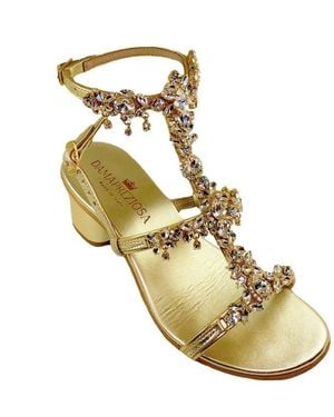 DAMAPREZIOSA Matilde Crystal-Embellished Vegan Sandals Handmade - Metallic