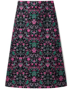 Louche Buffy Belle Plume Jacquard Midi Skirt - Blue