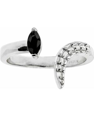 NASI SILVER Croctail Marquise Ring- Onyx - Black