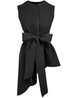 IZABELA MANDOIU Vest With Asymmetrical Lines And With Belt - Black