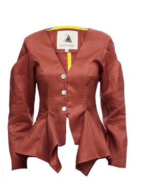 Mirimalist Lia Linen Jacket - Red