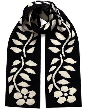 INGMARSON Floral Wool & Cashmere Scarf - Black