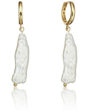 Lily & Roo Gold Baroque Pearl Shard Hoop Earrings - Metallic