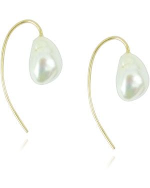 MOUNIR LONDON Keshi Pearl Fish Hook Earrings - Metallic