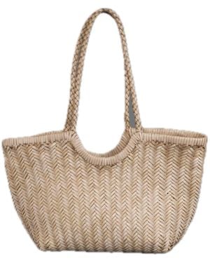 Rimini Neutrals Woven Leather Handbag - Natural