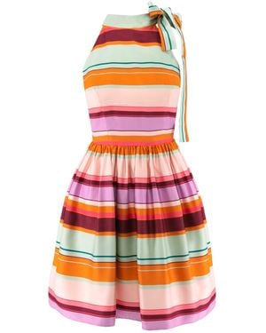 AVENUE No.29 Striped Tie Dye Halter Neck Mini Dress - Orange