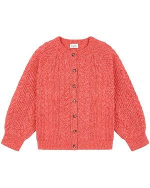 Loop Cashmere Silk Cashmere Blend Cable Cardigan - Red