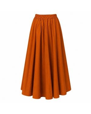 IZABELA MANDOIU Midi Skirt Terracotta Cotton With Elastic Waist - Orange