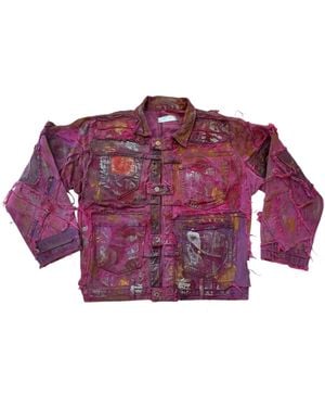 Zasta Studio Wearable Ruins Shredded Denim Jacket - Purple