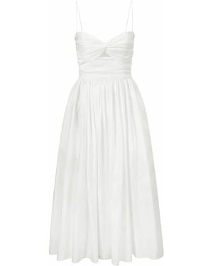 NUAJE NUAJE Reverie Twist Front Ruched Cotton Midi Dress - White