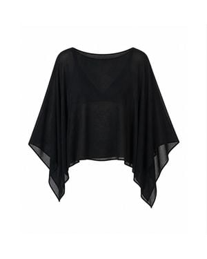 Tohen Astor Silk Blend Cape Top - Black