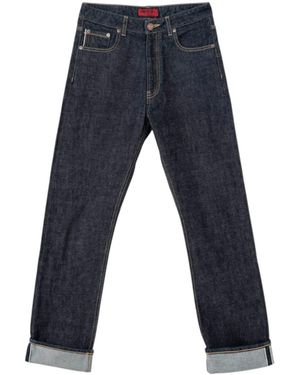 Din & Deen Regular Fit Raw-Effect Selvedge Denim Jeans Katana Collection - Blue