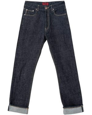 Din & Deen Regular Fit Raw-Effect Selvedge Denim Jeans Katana Collection - Blue