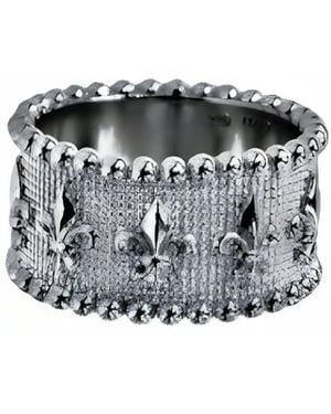 Mvm Italy Hand Made Florentine Ring With Giglio - Black