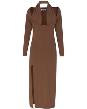 Circular Path Martini Long Sleeve Dress - Brown