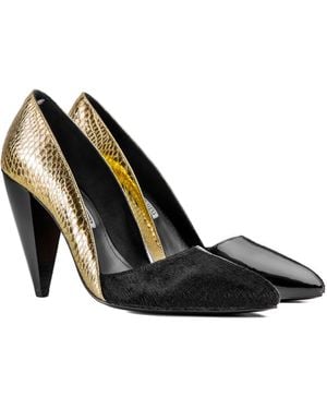 Rosamund Muir London Romera Duo Texture & Cobra Print Heels - Black