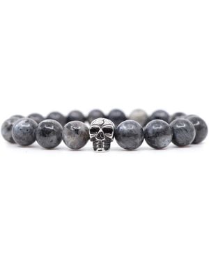 Shar Oke Larvikite & Skull Beaded Bracelet - White