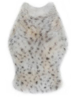 Miss Circle New York Neutrals Sasha Tan Cheetah Backless Contoured Fur Halter Top - Grey