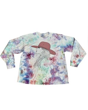 Roy G. Lady Gaga Joanne Tie-Dye Long Sleeve Tee - Blue