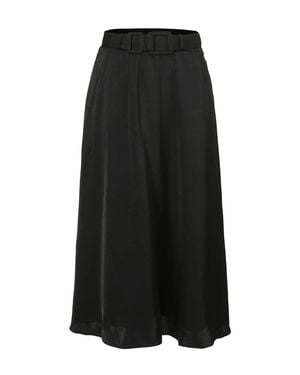 Smart and Joy Wide Belt Flared Skirt - Black