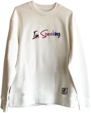 Quillattire 'Im Speaking' Kamala Harris Embroidered Off Sweatshirt - White